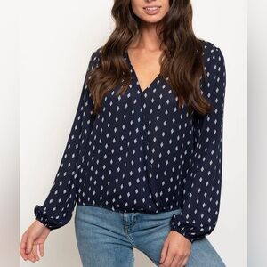VIXBE Tanila Surplice Blouse in Navy - Size Medium